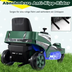 12V Rasenmäher mit Doppelten Steuerhebeln & LED-Lichter & Dreh- und Wende-Funktion Grün