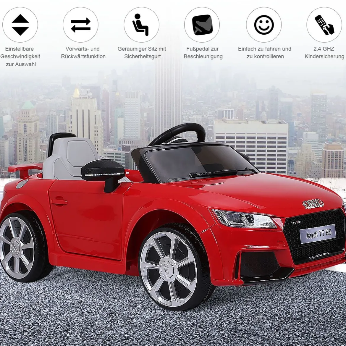 12V Spielzeugauto Kinderauto mit 2 Motoren und MP3 und Musik 104 x 63,5 x 45,5 cm Rot