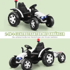 12V Traktor mit 2,4G Fernbedienung & Abnehmbarem Anhänger Aufsitztraktor für Kinder 3-8 J.
