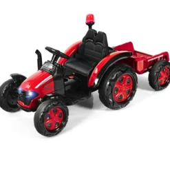 12V Traktor mit 2,4G Fernbedienung & Abnehmbarem Anhänger Aufsitztraktor für Kinder 3-8 J.
