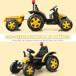 12V Traktor mit 2,4G Fernbedienung & Abnehmbarem Anhänger Aufsitztraktor für Kinder 3-8 J.