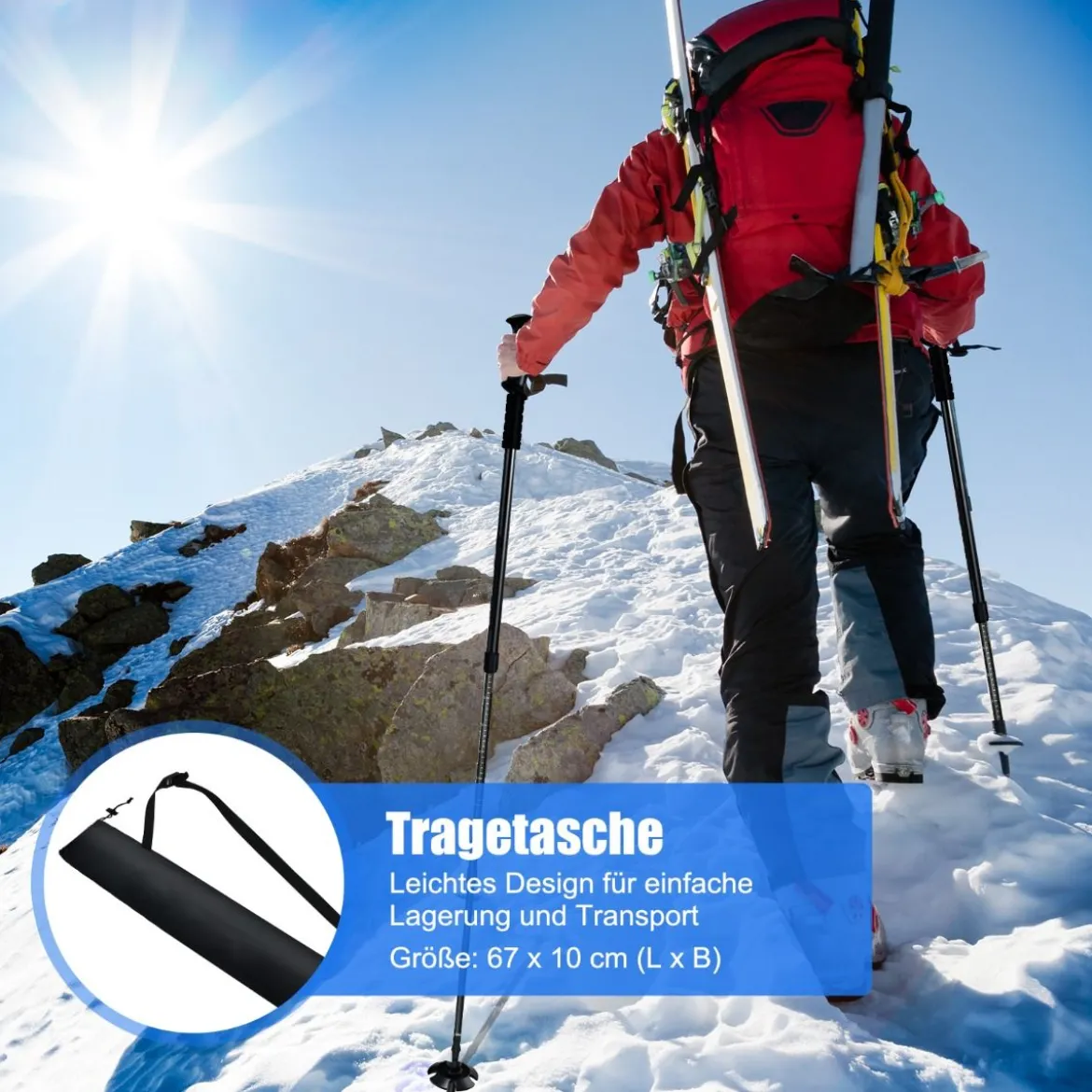 Wanderstöcke Teleskop Trekkingstöcke verstellbar 65-135cm Leichte Nordic Walking Stöcke aus Carbon und Aluminium