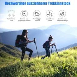 Wanderstöcke Teleskop Trekkingstöcke verstellbar 65-135cm Leichte Nordic Walking Stöcke aus Carbon und Aluminium