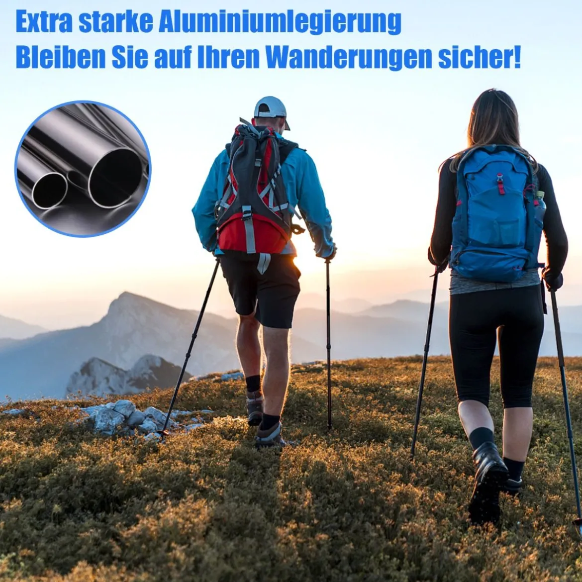 Wanderstöcke Teleskop Trekkingstöcke verstellbar 65-135cm Leichte Nordic Walking Stöcke aus Carbon und Aluminium