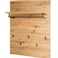 Wandgarderobe Holz Wandregal mit Ablage 5 Kleiderhaken Kleiderstange 105,9 x 80,1 x 27,6 cm