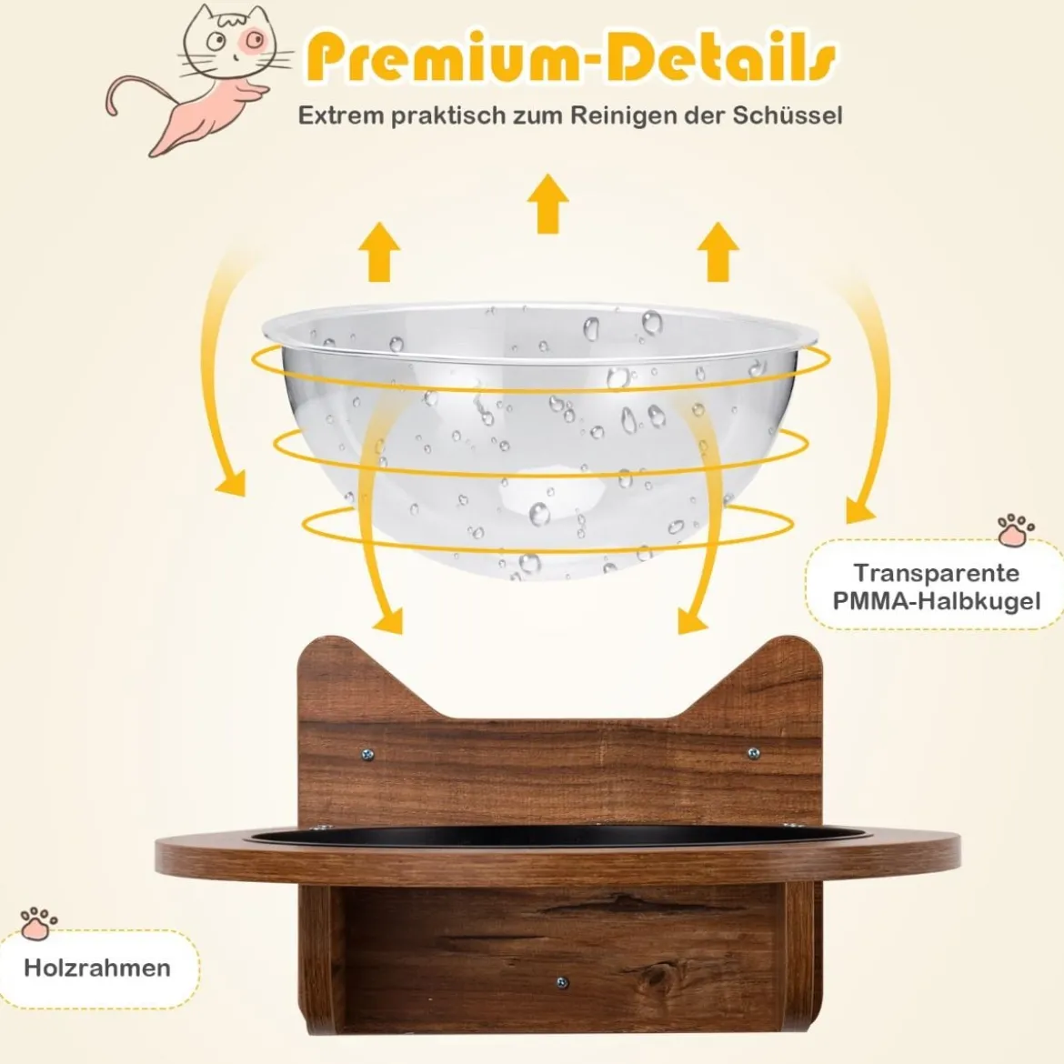 Wandliege Katzenliege Katzenbett Holz Katzen Korb transparent Katzenregal Wandmöbel Katzentreppe