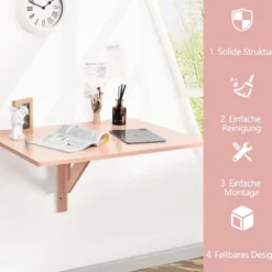 Wandmontierter Klapptisch Klapptisch für kleine Räume 80 x 60 cm Rosa