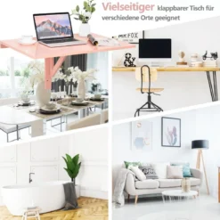Wandmontierter Klapptisch Klapptisch für kleine Räume 80 x 60 cm Rosa