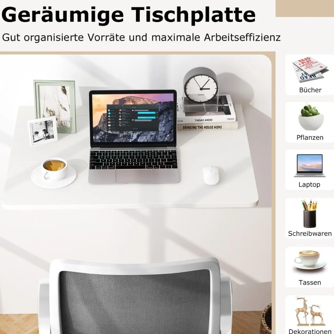 Wandmontierter Klapptisch Platzsparender Küchentisch Klappbarer Wandtisch 80 x 60 cm