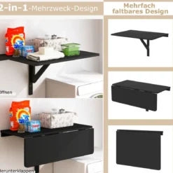 Wandmontierter Klapptisch Platzsparender Küchentisch Klappbarer Wandtisch 80 x 60 cm