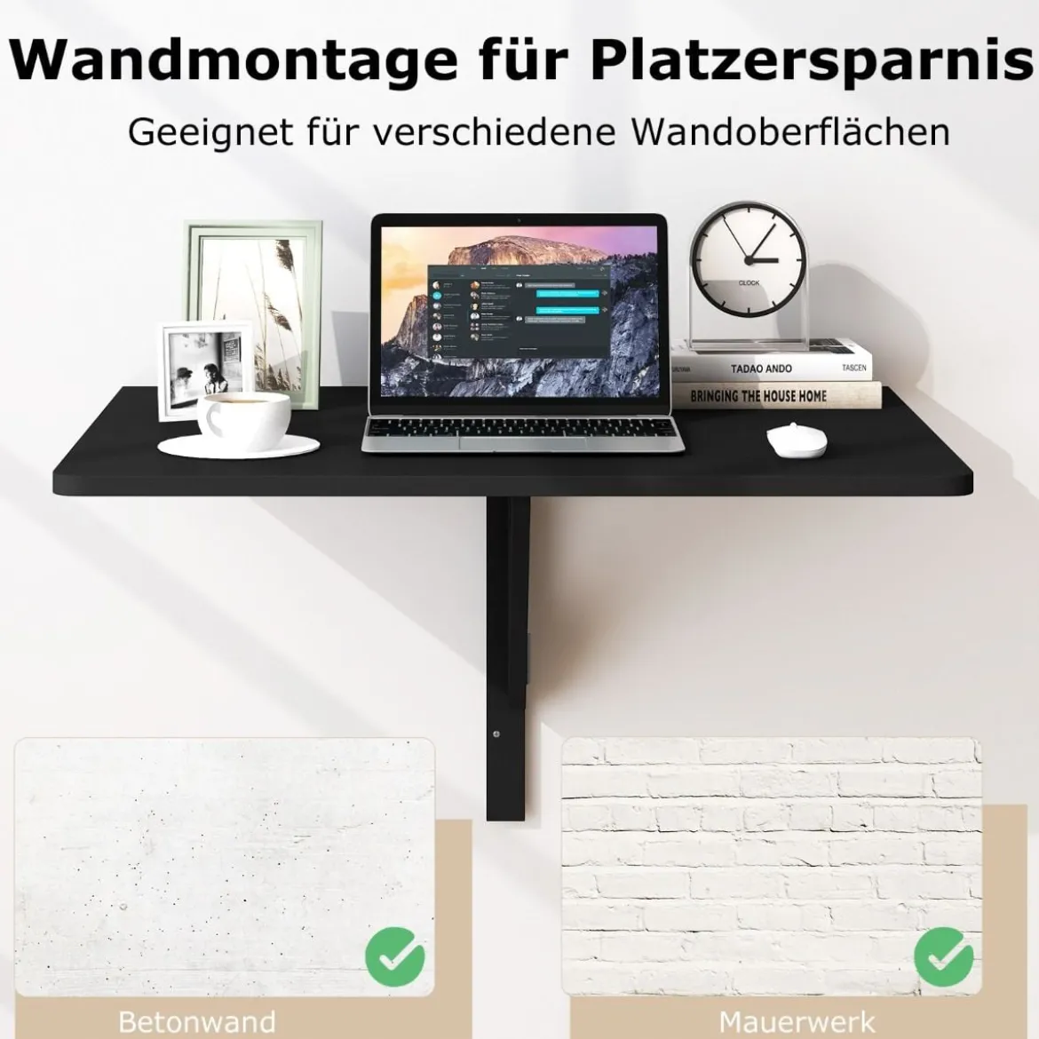 Wandmontierter Klapptisch Platzsparender Küchentisch Klappbarer Wandtisch 80 x 60 cm
