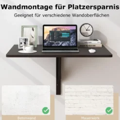 Wandmontierter Klapptisch Platzsparender Küchentisch Klappbarer Wandtisch 80 x 60 cm