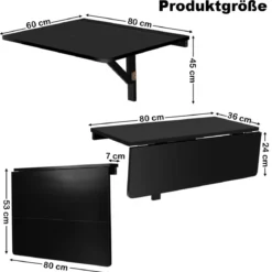 Wandmontierter Klapptisch Platzsparender Küchentisch Klappbarer Wandtisch 80 x 60 cm
