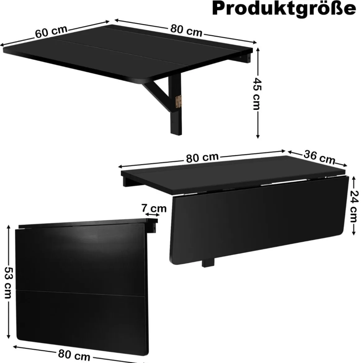 Wandmontierter Klapptisch Platzsparender Küchentisch Klappbarer Wandtisch 80 x 60 cm
