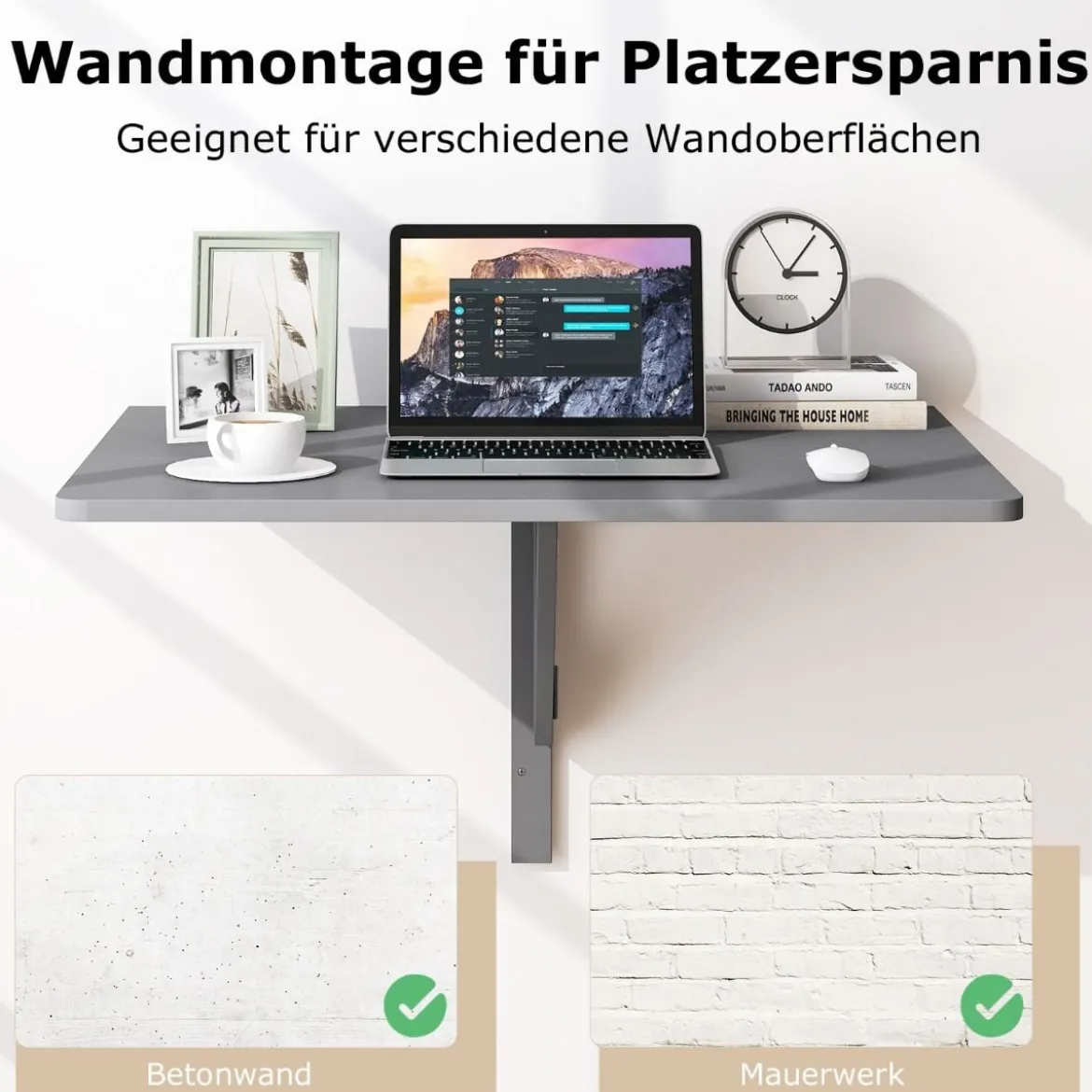 Wandmontierter Klapptisch Platzsparender Küchentisch Klappbarer Wandtisch 80 x 60 cm