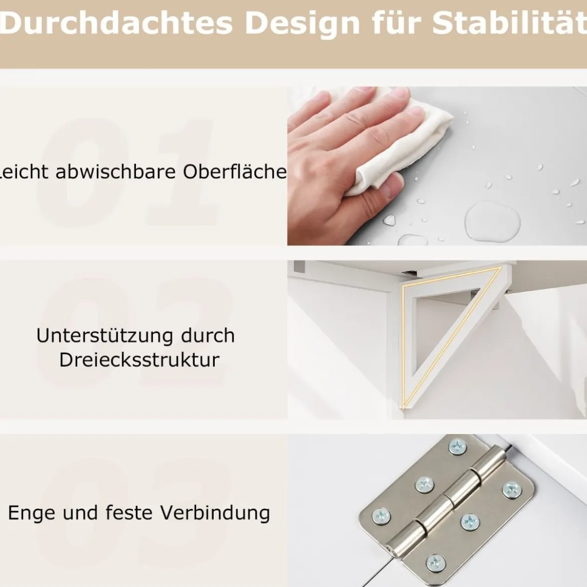 Wandmontierter Klapptisch Platzsparender Küchentisch Klappbarer Wandtisch 80 x 60 cm