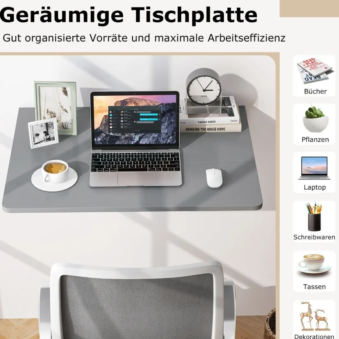 Wandmontierter Klapptisch Platzsparender Küchentisch Klappbarer Wandtisch 80 x 60 cm
