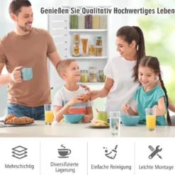 Wandschrank aus Holz mit 3 Verstellbaren Regalen & Türen & Magnetfuß für Badezimmer