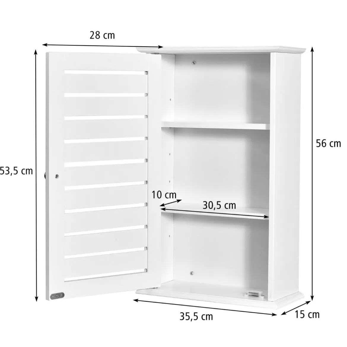 Wandschrank aus Holz mit 3 Verstellbaren Regalen & Türen & Magnetfuß für Badezimmer