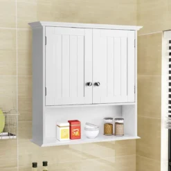 Wandschrank Badezimmer-Wandschrank Hängeschrank aus Holz 60 x 20 x 70,5 cm Weiß