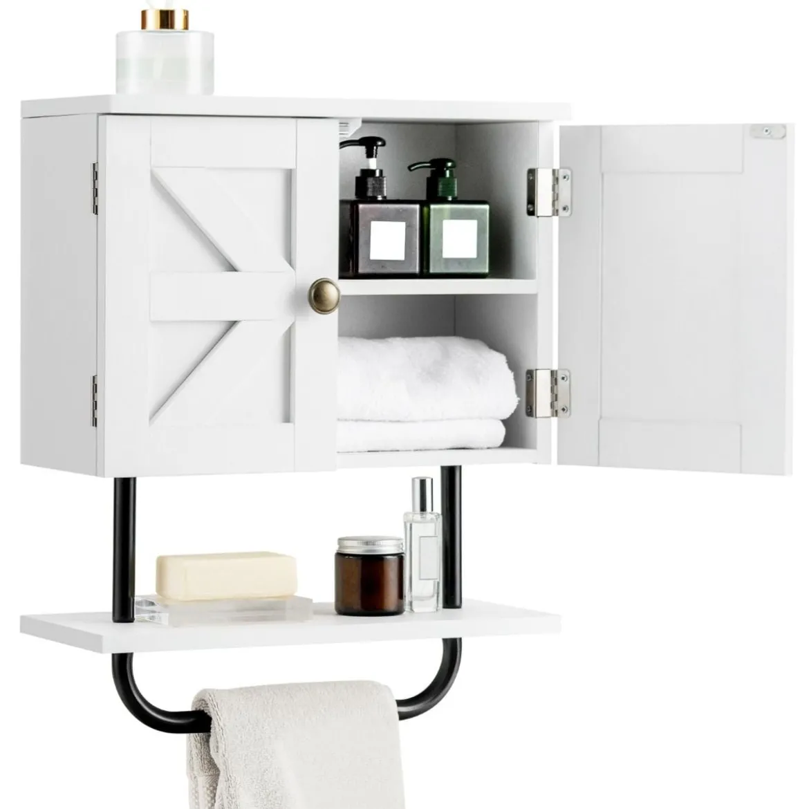 Wandschrank für Badezimmer Wandmontierbarer Medizinschrank 43 x 20 x 53 cm Weiß
