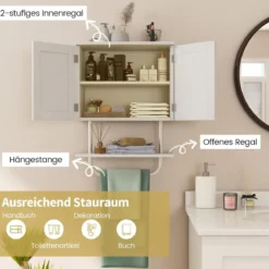 Wandschrank für Badezimmer Wandmontierbarer Medizinschrank 43 x 20 x 53 cm Weiß