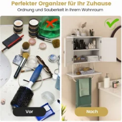 Wandschrank für Badezimmer Wandmontierbarer Medizinschrank 43 x 20 x 53 cm Weiß