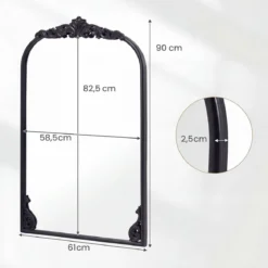 Wandspiegel Goldener Traditioneller Vintage-Barockspiegel Antiker Bogenspiegel 90 cm x 61 cm Schwarz
