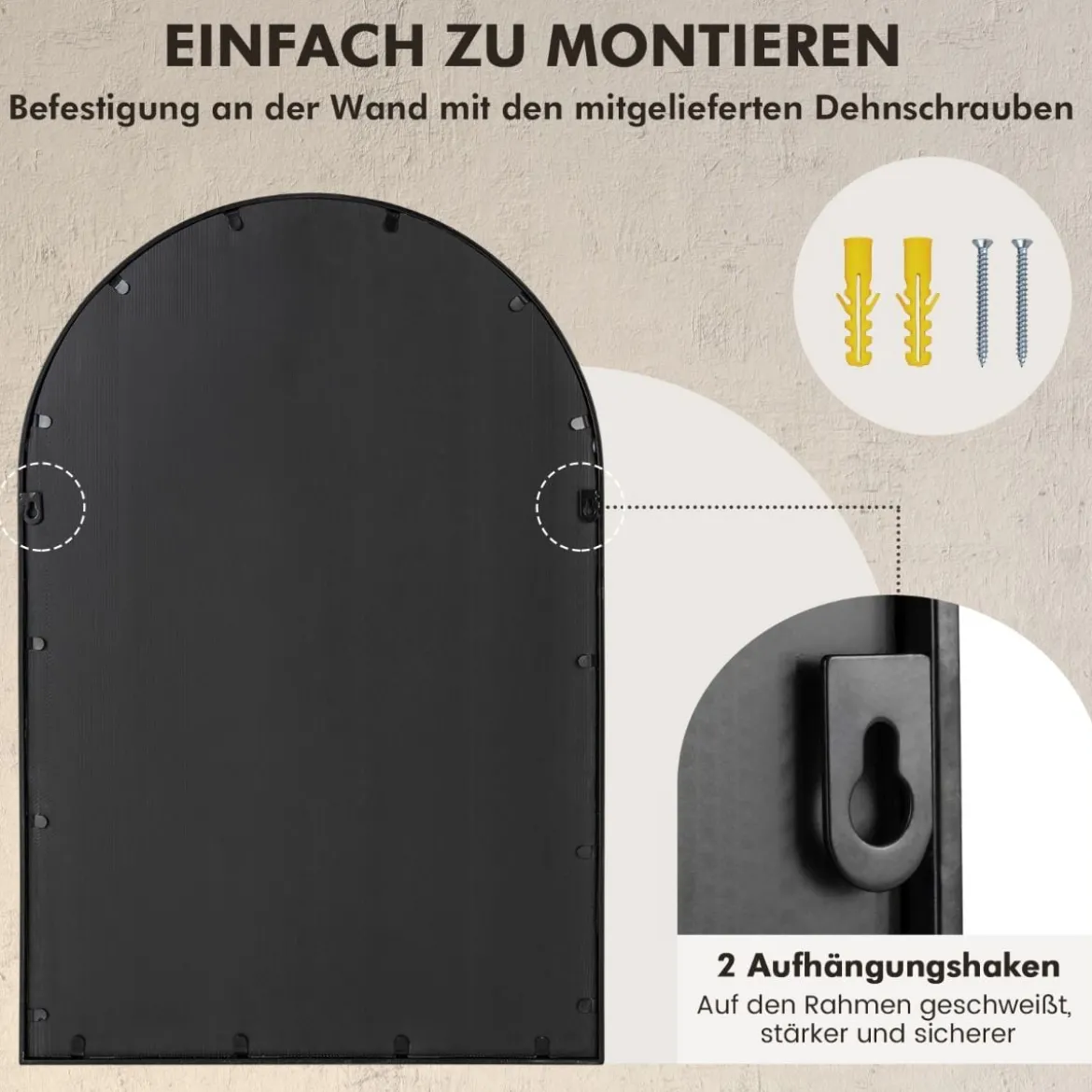 Wandspiegel mit Fensteroptik & Haken Metall Fensterspiegel Dekospiegel Hängespiegel