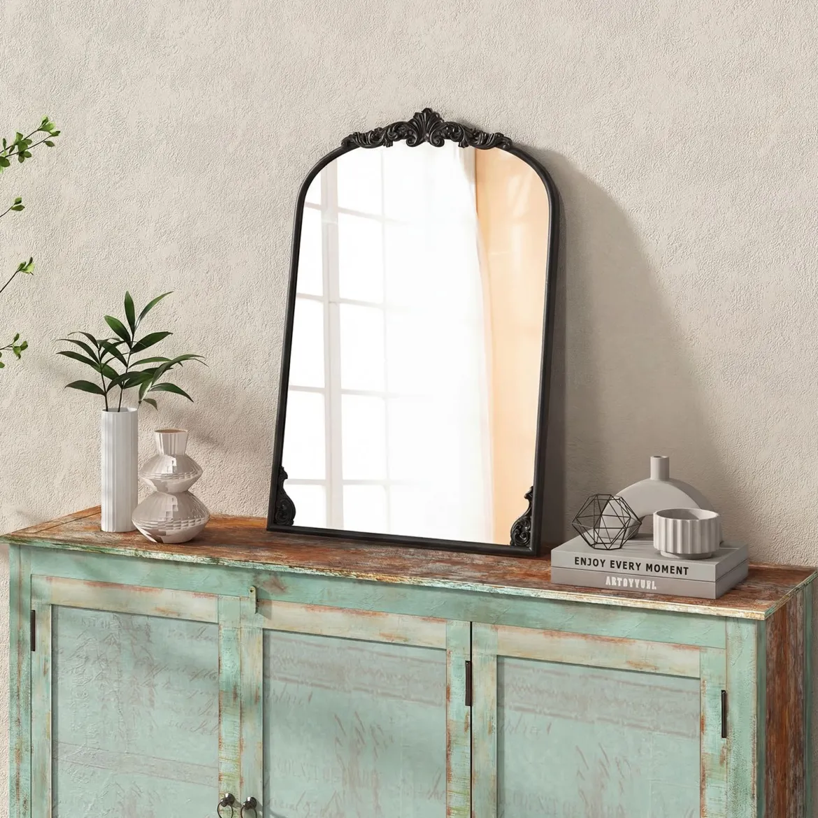 Wandspiegel Traditioneller Vintage-Barockspiegel mit Metallrahmen 76 cm x 51 cm Schwarz