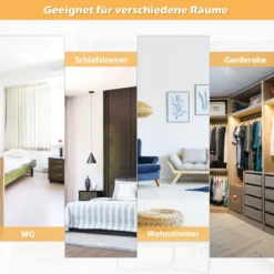 Wandspiegel Türspiegel Ganzkörperspiegel mit Höhenverstellbaren Hängehaken Schwarz