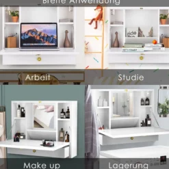 Wandtisch Klapptisch Multifunktionaler Schreibtisch Laptop-Tisch Weiß