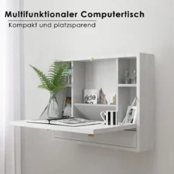 Wandtisch Klapptisch Multifunktionaler Schreibtisch Laptop-Tisch Weiß