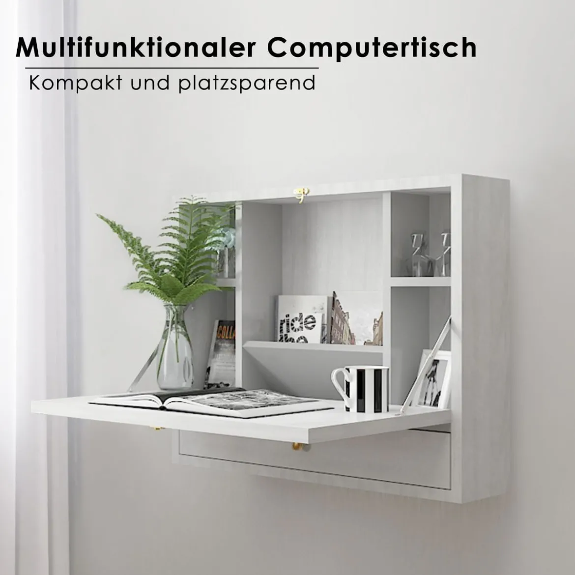 Wandtisch Klapptisch Multifunktionaler Schreibtisch Laptop-Tisch Weiß