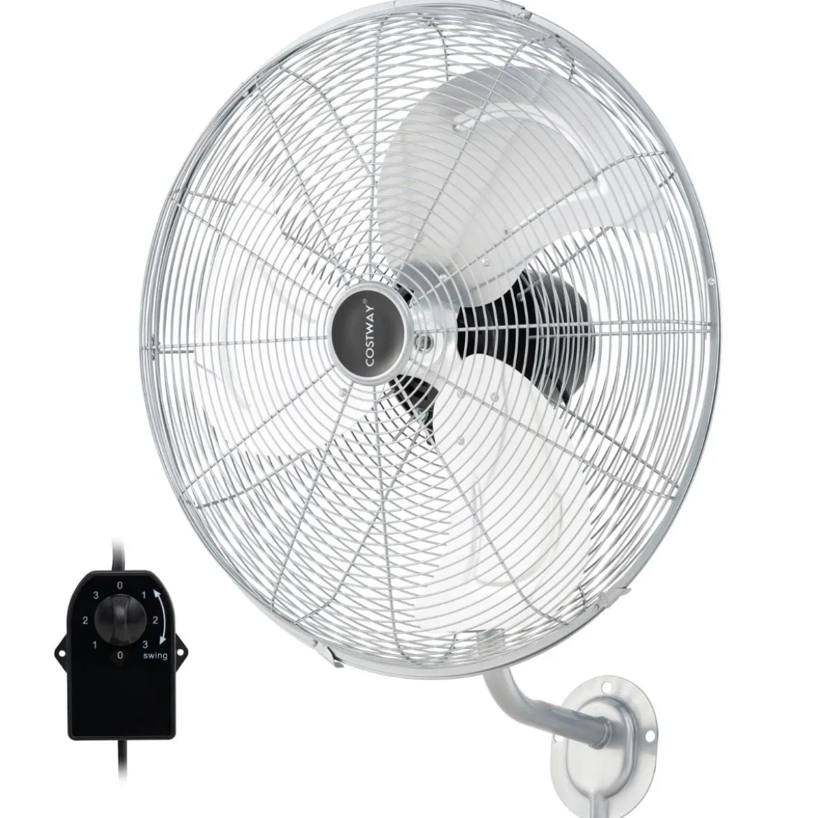 Wandventilator Industriell 56cm 85° Oszillation & 30° verstellbare Neigungswinkel Silber/Schwarz