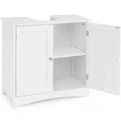 Waschbeckenunterschrank Badezimmerschrank mit 2 Türen U förmige Beine Weiß 60 x 30 x 60 cm