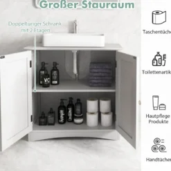 Waschbeckenunterschrank Badezimmerschrank mit 2 Türen U förmige Beine Weiß 60 x 30 x 60 cm