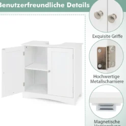 Waschbeckenunterschrank Badezimmerschrank mit 2 Türen U förmige Beine Weiß 60 x 30 x 60 cm