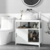 Waschbeckenunterschrank mit 2 Schiebetüren Bad Unterschrank freistehend 60 x 30 x 60 cm Weiß