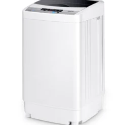 Waschmaschine 4,5KG Toplader Waschvollautomat mit Pump Schleuder Display Mini-Waschmaschine 310W 50×50×85 cm