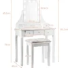 Waschtisch-Set mit rechteckigem Spiegel und Hocker Schminktisch 80 x 40 x 135,5 cm Weiß
