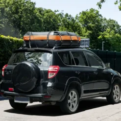 Wasserdicht Dachbox mit 600 L Kapazität für Alle Fahrzeuge 132x100x43cm Schwarz+Orange