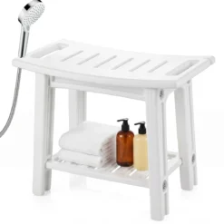 Wasserfester HDPE-Badhocker Duschbank für Badewanne & Badezimmer 150 kg Tragbar Weiß