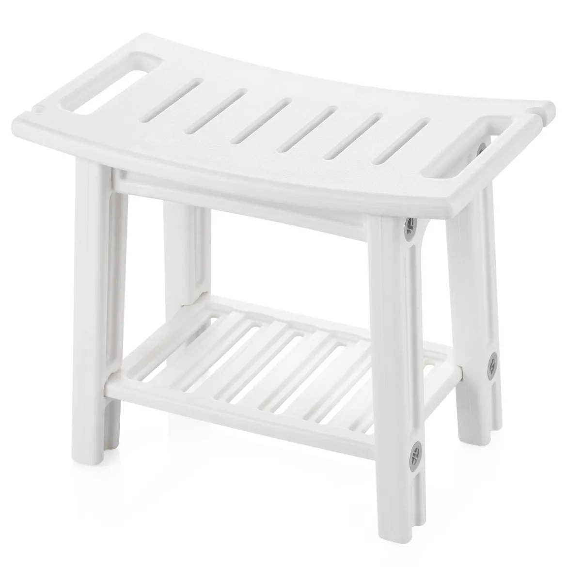 Wasserfester HDPE-Badhocker Duschbank für Badewanne & Badezimmer 150 kg Tragbar Weiß