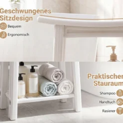 Wasserfester HDPE-Badhocker Duschbank für Badewanne & Badezimmer 150 kg Tragbar Weiß