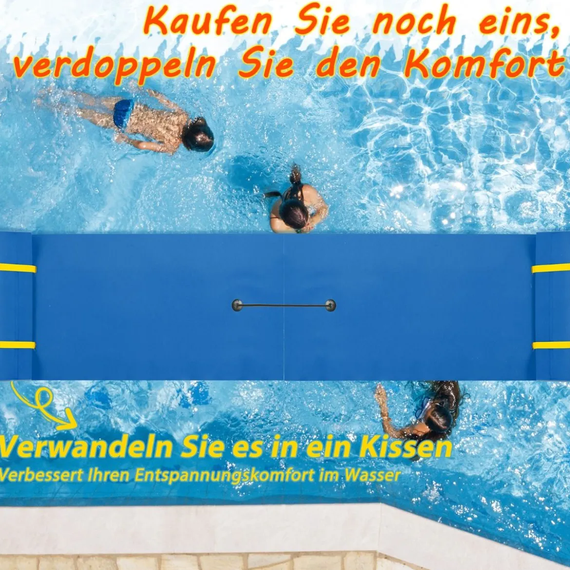 Wasserhängematte Schwimmmatte Schwimmfloß Wasser Bett 220 x 90 x 4 cm Blau