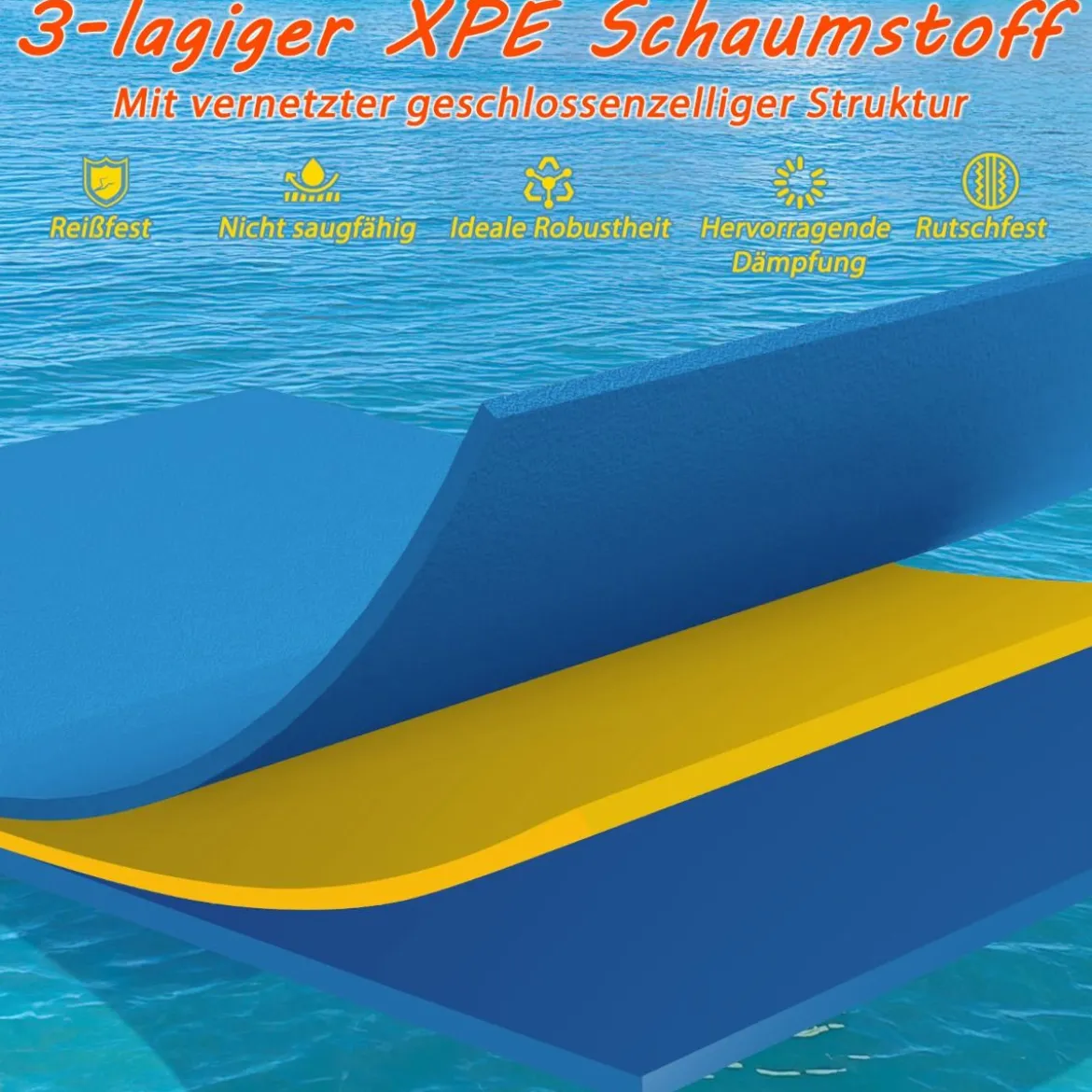 Wasserhängematte Schwimmmatte Schwimmfloß Wasser Bett 220 x 90 x 4 cm Blau