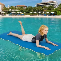 Wasserhängematte Schwimmmatte Schwimmfloß Wasser Bett 220 x 90 x 4 cm Blau