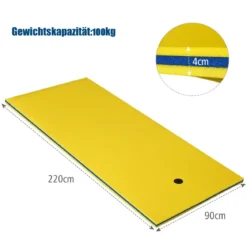 Wassermatte schwimmende Schaumstoffmatte XPE-Schaumstoff 220 x 90 x 4 cm Gelb+Blau