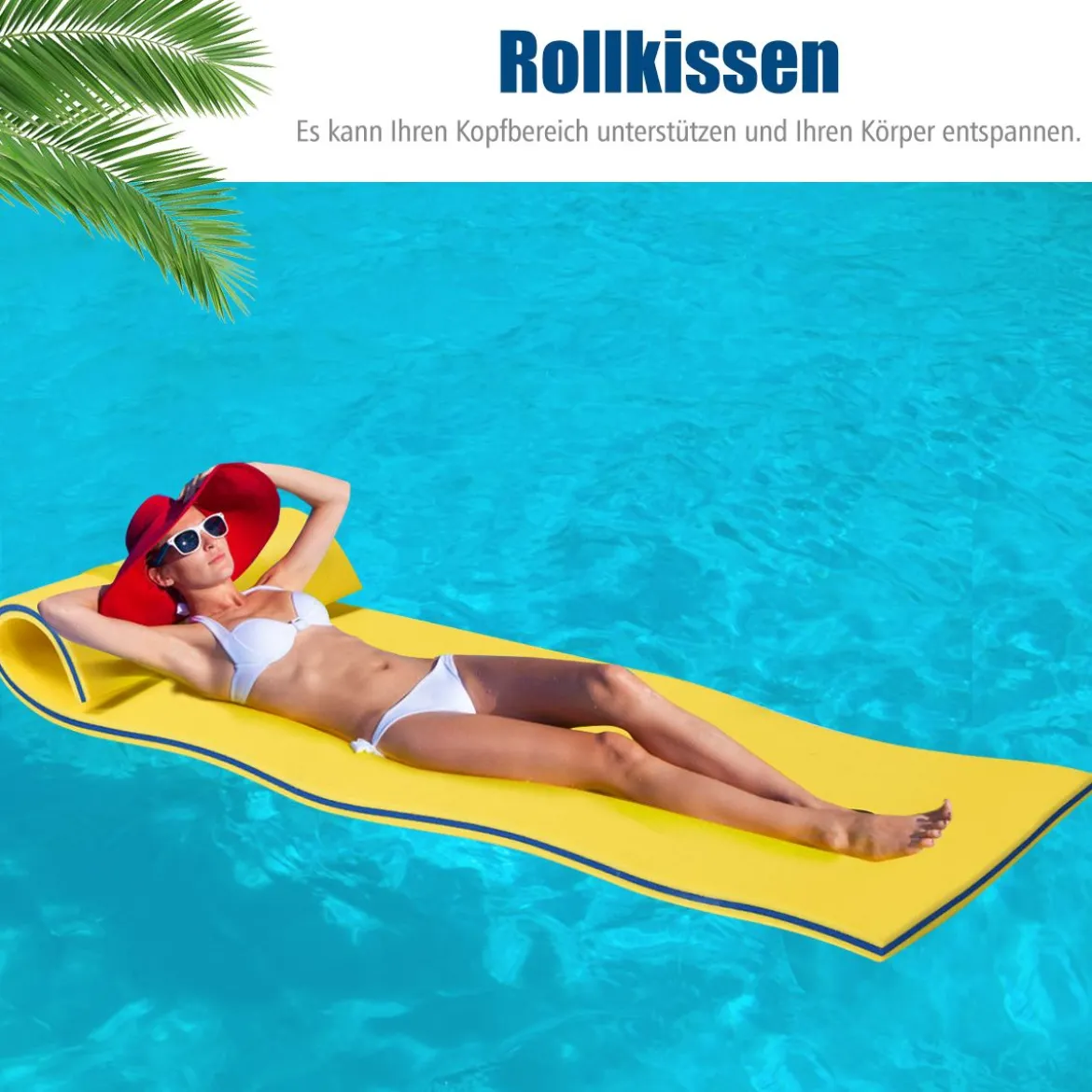 Wassermatte schwimmende Schaumstoffmatte XPE-Schaumstoff 220 x 90 x 4 cm Gelb+Blau